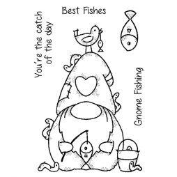 Woodware Clear Stamps FRS888 Fishing Gnome - Zwerg Angeln...