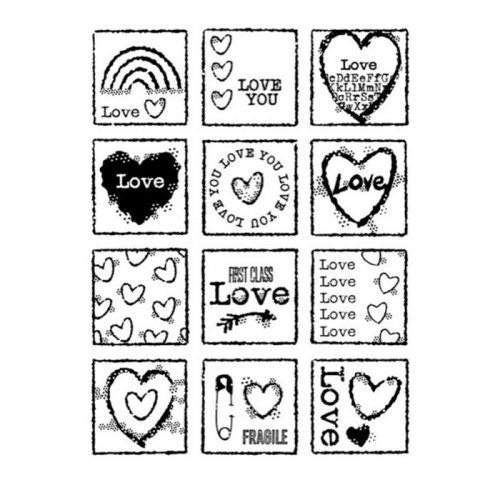 Woodware Clear Stamp FRS895 Love Squares - Herz Herzen Regenbogen Love Pfeil