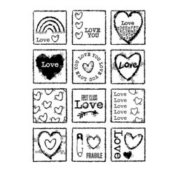 Woodware Clear Stamp FRS895 Love Squares - Herz Herzen...