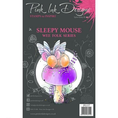 Pink Ink Design Clear Stamps Sleepy Mouse - A7 Maus Schlafen Pilz Fl&uuml;gel Wald