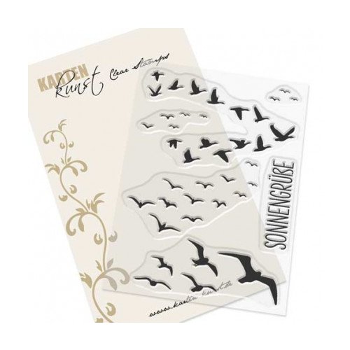 Karten-Kunst Clear Stamps Sonnengr&uuml;&szlig;e - V&ouml;gel Vogel Himmel Fliegen Luft Sonne