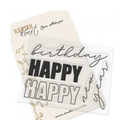 Karten-Kunst Clear Stamps Mega Happy - Happy birthday Herzlichen Gl&uuml;ckwunsch