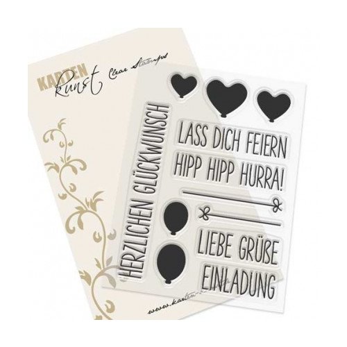 Karten-Kunst Clear Stamps Luftballon Gr&uuml;&szlig;e - Einladung Herzlichen Gl&uuml;ckwunsch