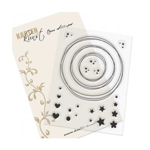 Karten-Kunst Clear Stamps Kr&auml;nze &amp; Kreise - Stern Punkt Herz Hintergrund Blume