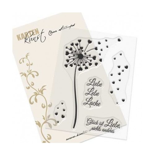 Karten-Kunst Clear Stamps Herz Pusteblume - Liebe Lebe Lache Hintergrund Blume