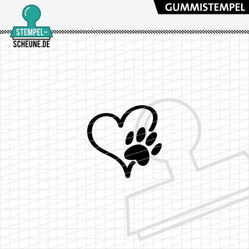 Stempel-Scheune Gummistempel 670 - Herz Hundepfote Hund Tier Tatze Gro&szlig;
