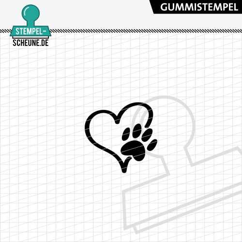Stempel-Scheune Gummi 670 - Herz Hundepfote Hund Tier Tatze Gro&szlig;