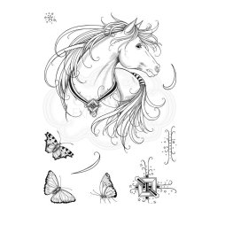 Pink Ink Design Clear Stamps Mustang - A5 Einhorn Pferd Schmetterling Stern