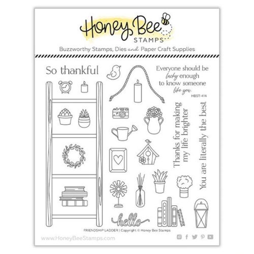 Honey Bee Stamps Stempelset - Friendship Ladder Leiter B&uuml;cher Haus Blume Herz