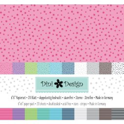 Dini Design Paper Pad Papierset Sterne Streifen - 15 x 15...