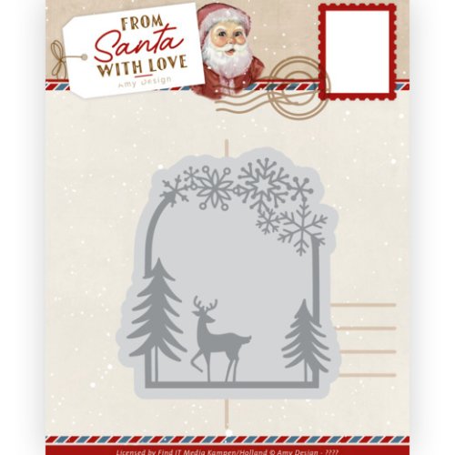 Amy Design Stanzschablone - Rentier Schneeflocke Tannenbaum Weihnachten Rahmen