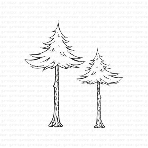 Gummiapan Gummistempel 21090413 - 2  Tannenb&auml;ume Pinienb&auml;ume Baum Wald Natur