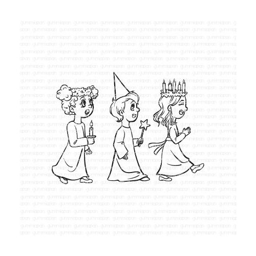 Gummiapan Gummistempel 22100207 - 3 Frauen Kerze Stern Kleid M&auml;dchen Schuhe