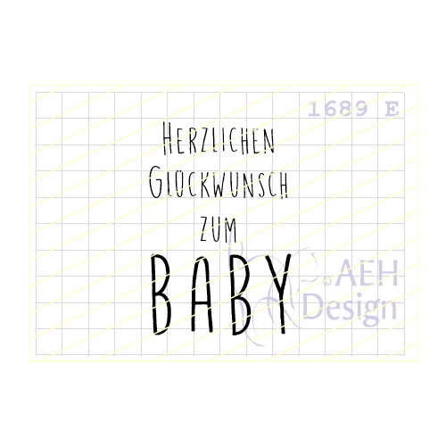 AEH Design Gummistempel 1689E - Herzlichen Gl&uuml;ckwunsch zum Baby Geburt Kind