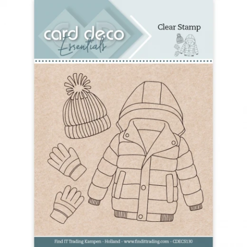 Card Deco Clear Stamp Essentials CDECS130 - Winter Jacke Handschuhe M&uuml;tze Schnee