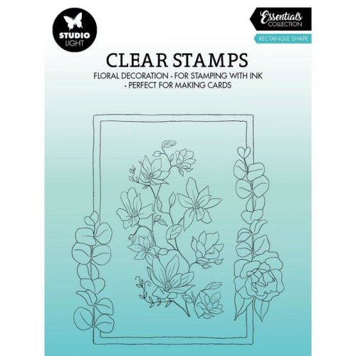 StudioLight Essentials Clear Stamp Rectangle Shape - Rechteck Blumen Rahmen Rose