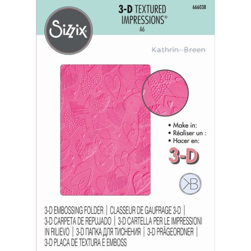 Sizzix Pr&auml;geschablone Mark Making Hearts 3D - A6 11 x 16 cm Herz Liebe Kontur