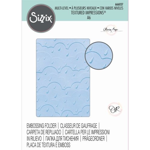 Sizzix Pr&auml;geschablone Rain Clouds 3D - A6 11 x 16 cm Regen Wolken Himmel Tropfen