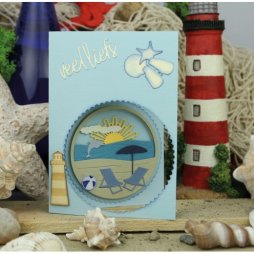 Card Deco Stanzschablone CDEBAS10004 - Strand Urlaub Sonne Meer Wasser Ferien